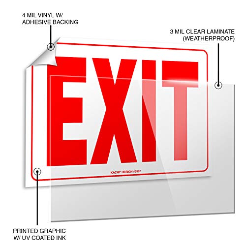 (Set of 2) Exit Sign | 10" x 7" | 4 Mil Vinyl | Laminated for Ultimate Protection & Durability | Self Adhesive Decal/Sticker | UV Protected & Weatherproof | Heavy Duty