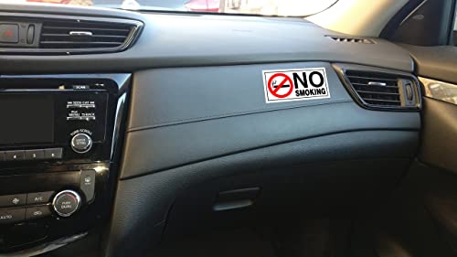 (Set of 6) No Smoking Sticker - 2" x 4" - Durable Self Adhesive 4 Mil Vinyl - Laminated - Fade & Scratch Resistant - Waterproof - Professional No Smoking Sign For Business - Perfect For Cars