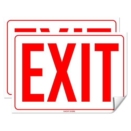 (Set of 2) Exit Sign | 10" x 7" | 4 Mil Vinyl | Laminated for Ultimate Protection & Durability | Self Adhesive Decal/Sticker | UV Protected & Weatherproof | Heavy Duty