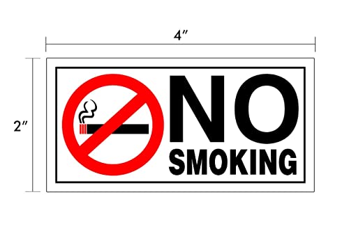 (Set of 6) No Smoking Sticker - 2" x 4" - Durable Self Adhesive 4 Mil Vinyl - Laminated - Fade & Scratch Resistant - Waterproof - Professional No Smoking Sign For Business - Perfect For Cars