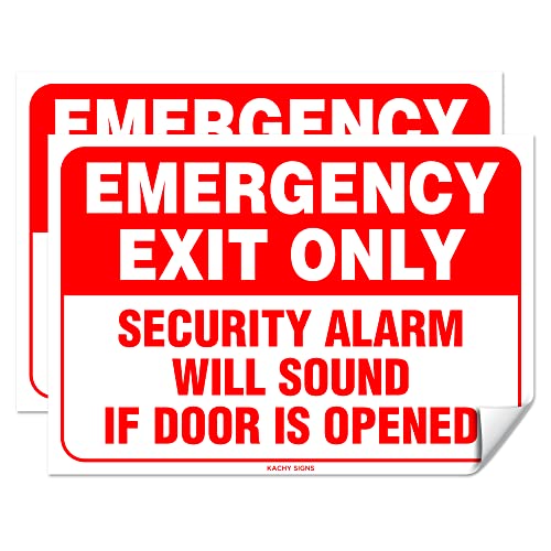 (Set of 2) Emergency Exit Only Sticker Sign | 10" x 7" | 4 Mil Vinyl | LAMINATED For Ultimate Protection & Durability | Self Adhesive Decal/Sticker | UV Protected & Weatherproof | Heavy Duty