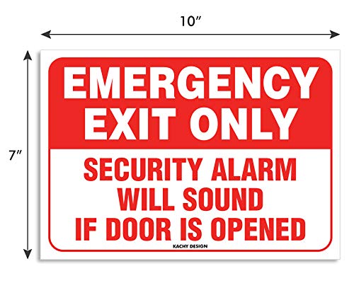 (Set of 2) Emergency Exit Only Sticker Sign | 10" x 7" | 4 Mil Vinyl | LAMINATED For Ultimate Protection & Durability | Self Adhesive Decal/Sticker | UV Protected & Weatherproof | Heavy Duty